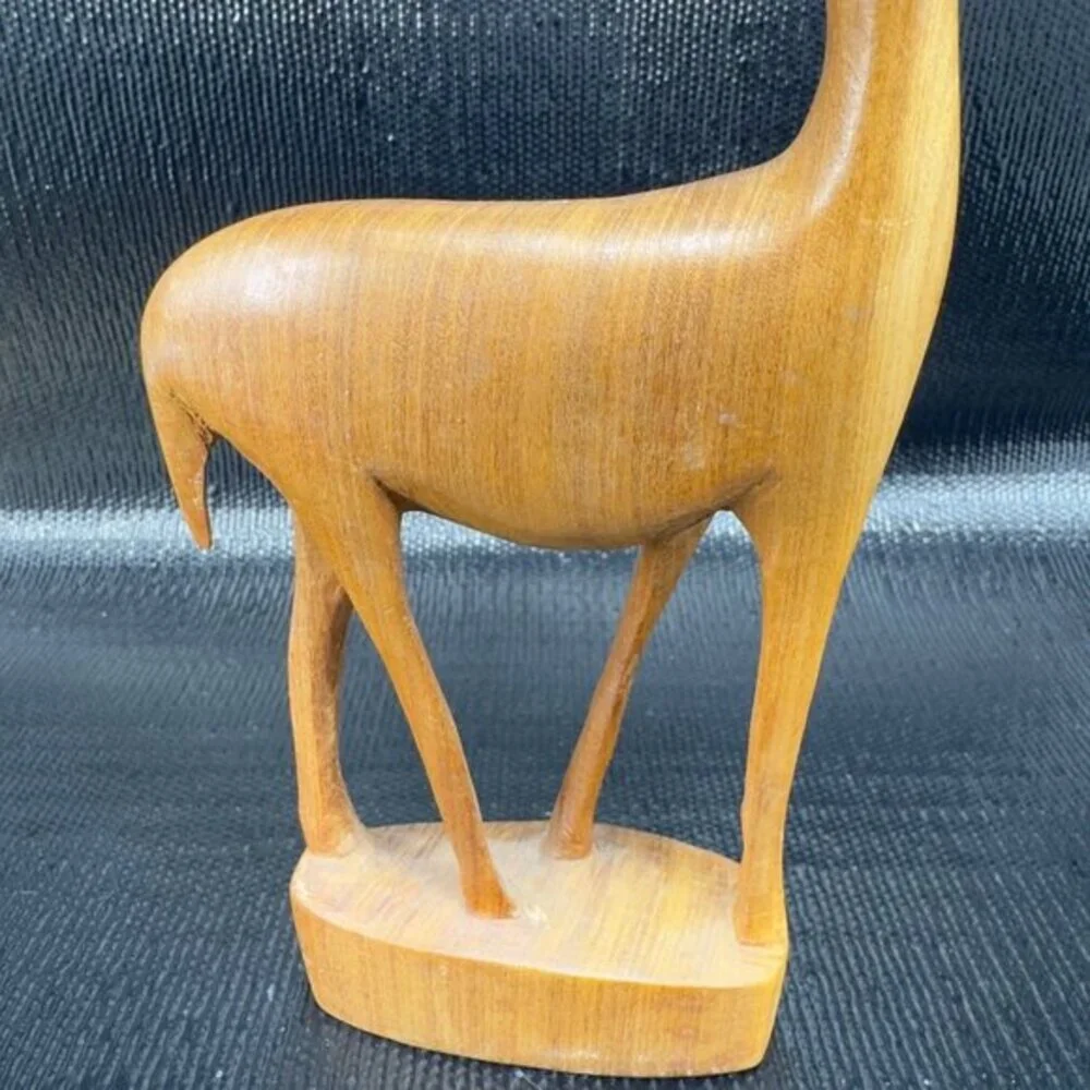Vintage Hand Carved Wooden Gazelle Antelope Deer Sculpture Figurine Folk Art VTG